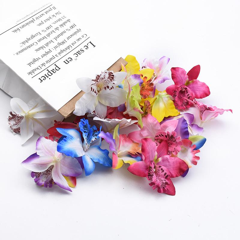 10/20pcs Artificial Flower Plants Butterfly Orchid Flowers Wall Wedding Home Room Decor Bridal Accessories Clearance Wreath prop