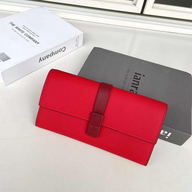 Yeni Hakiki Deri Kadın Cüzdanı Üst Kat Sığır Derisi Liçi Desenli İpli Kontrast Renkli Uzun Üç Katlı Çanta