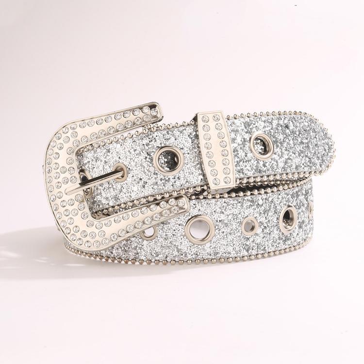 Edge Bead Wide Belt Women'S Style Belt Sequined Personalized Belt Women'S High-End Belt Women'S