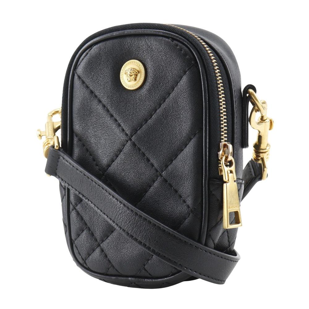 Versace Medusa Shoulder Bag 2WAY Belt Pouch Black Leather Unisex Used