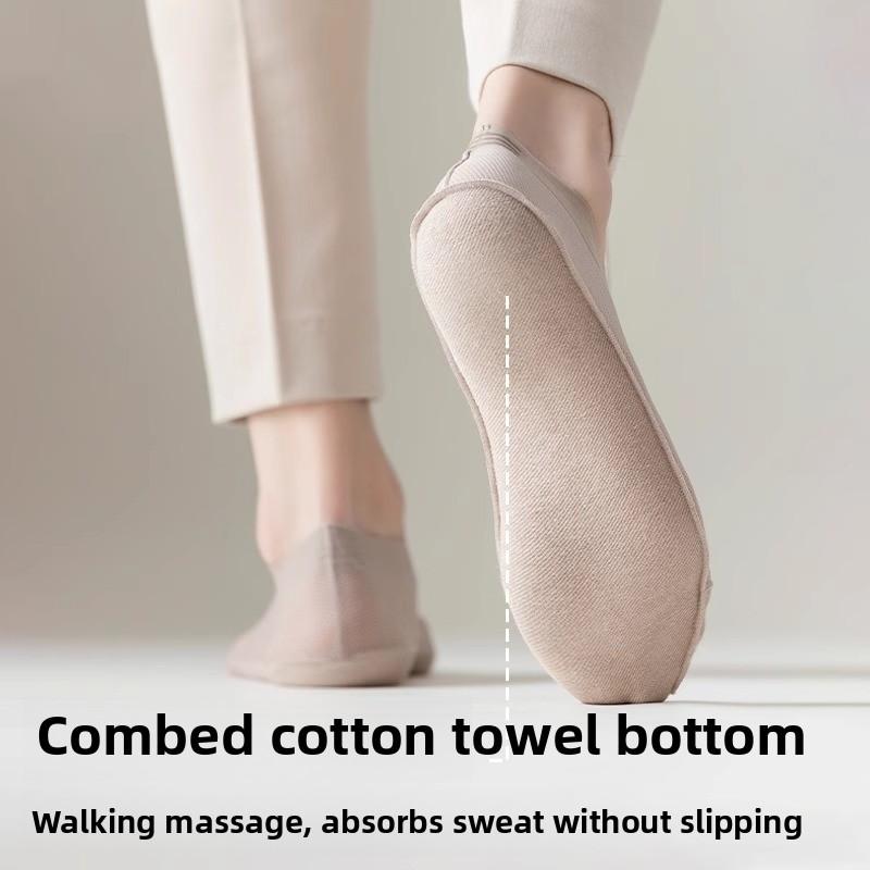 5 Pairs Men's Boat Socks Non-slip with The Bottom of The Summer Ultra-thin Men's Sweat Absorption Deodorant Ice Silk Invisible Socks