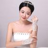 Elegant Beaded Lace Satin Short Bridal Gloves  Fingerless Wedding Gloves White Ivory Wedding Accessories Veu De Noiva