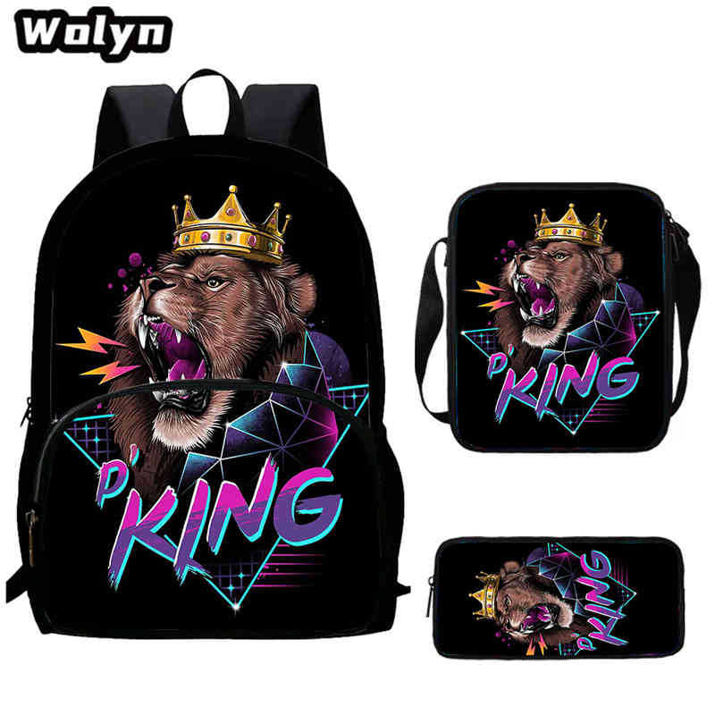 Lion King Schoolbag High Definition Printing Multi-Function Cross-Border Burden Reduction Large Capacity Backpack