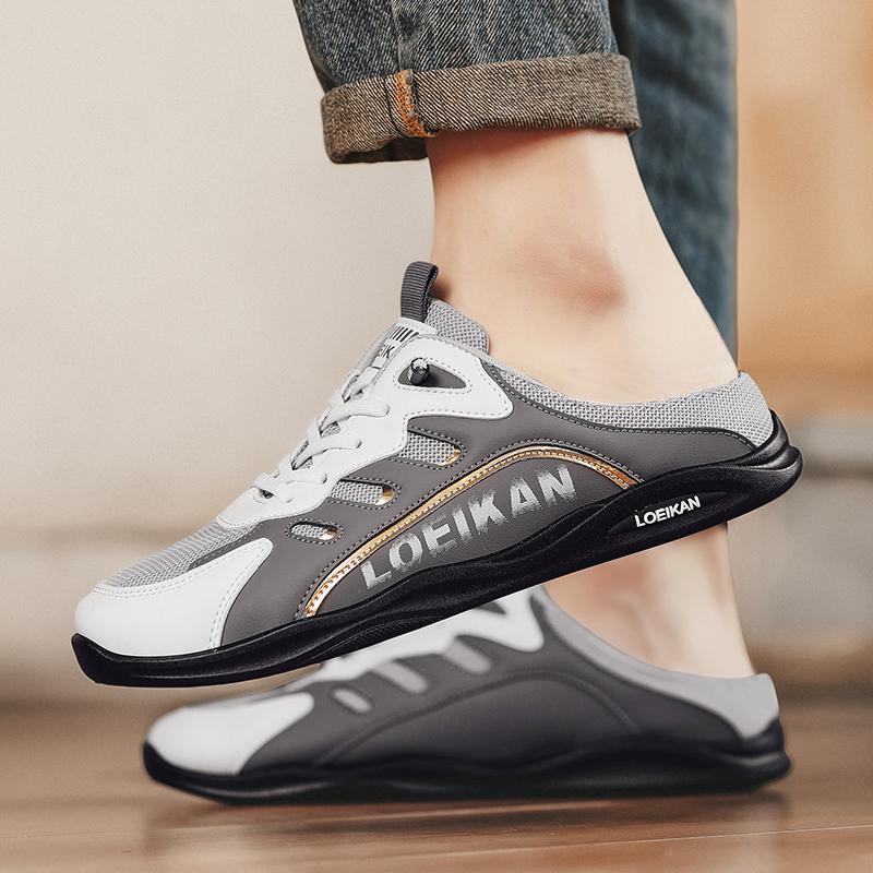 

Мужская спортивная обувь, летние сандалии, тапочки, сабо, мюли с открытой спиной, повседневная обувь, кроссовки больших размеров для студентов, большие размеры EU: 45 серый