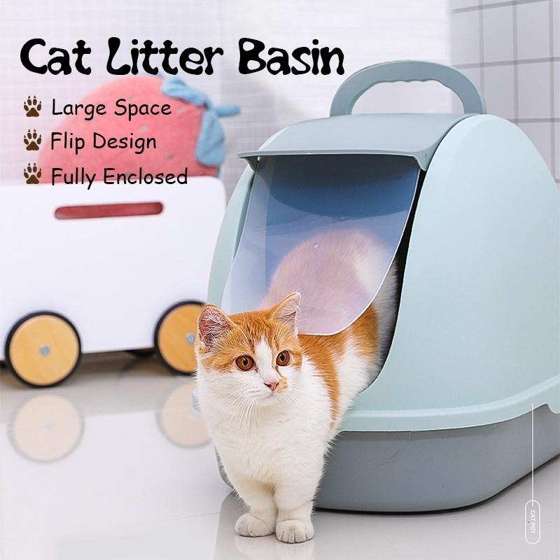 Buy Large Flip Design Cat Litter Basin Toilet With Handle Fully ...