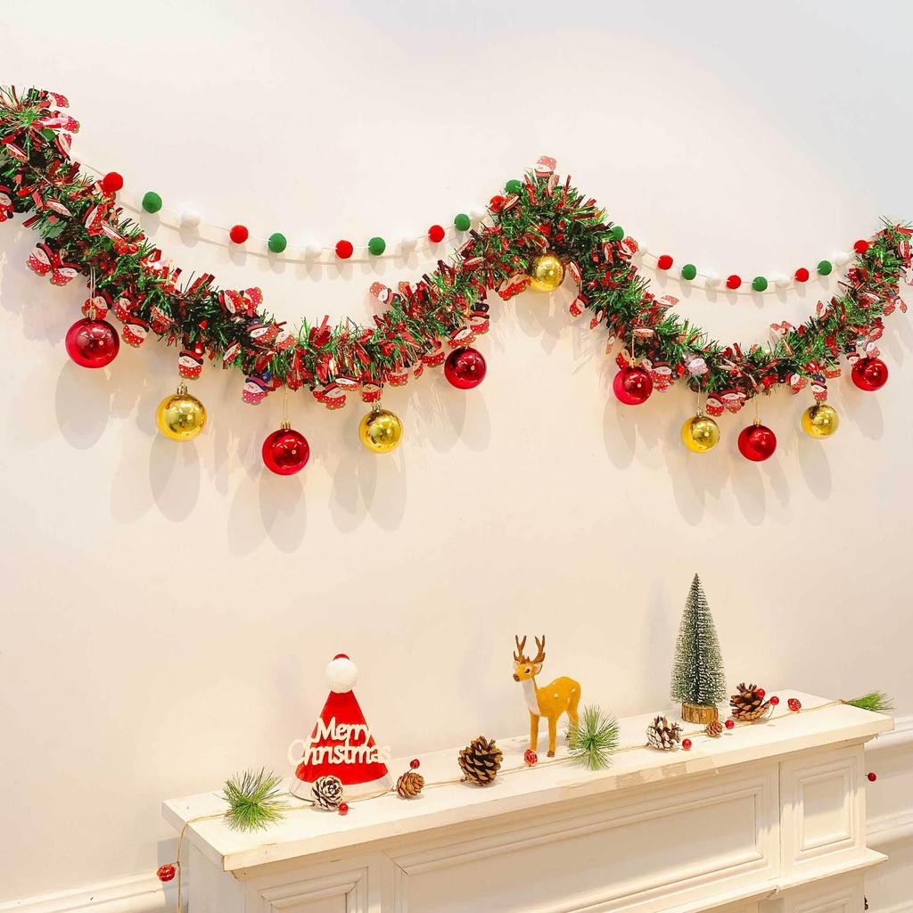 Christmas Tinsel Garland for Tree Ornaments and Wall Decor