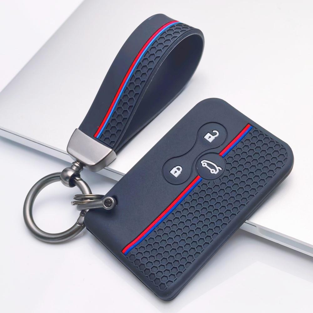 Silicone Car Key Case Cover with Key Strap for Renault Koleos Kadjar Megane, Fits Renault Koleos Kadjar Megane Talisman Espace Clio Scenic Soft Wrist чёрный