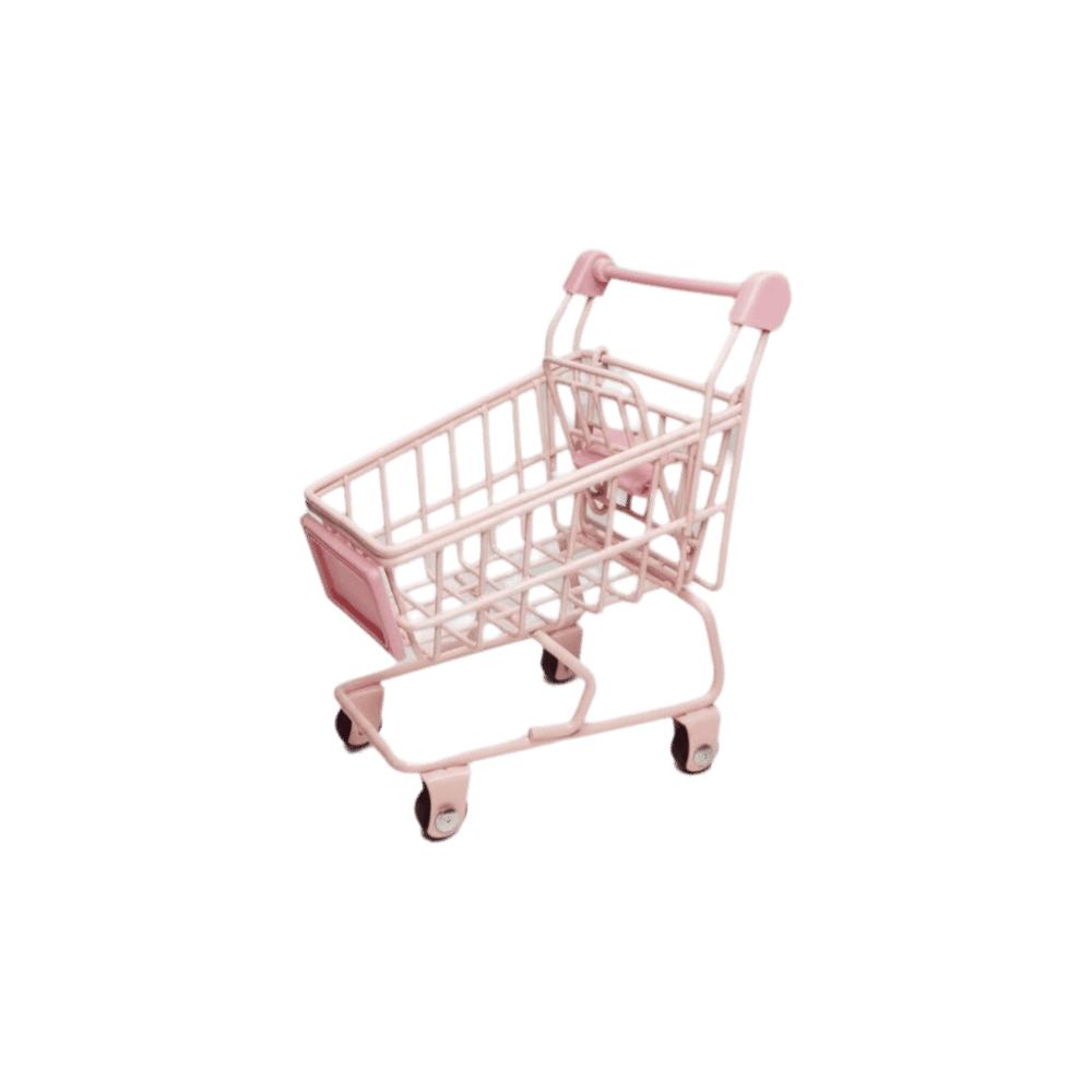 Model Shopping Cart Storage Hollow Toy Trolley Container Desktop Stationery Holder Girls