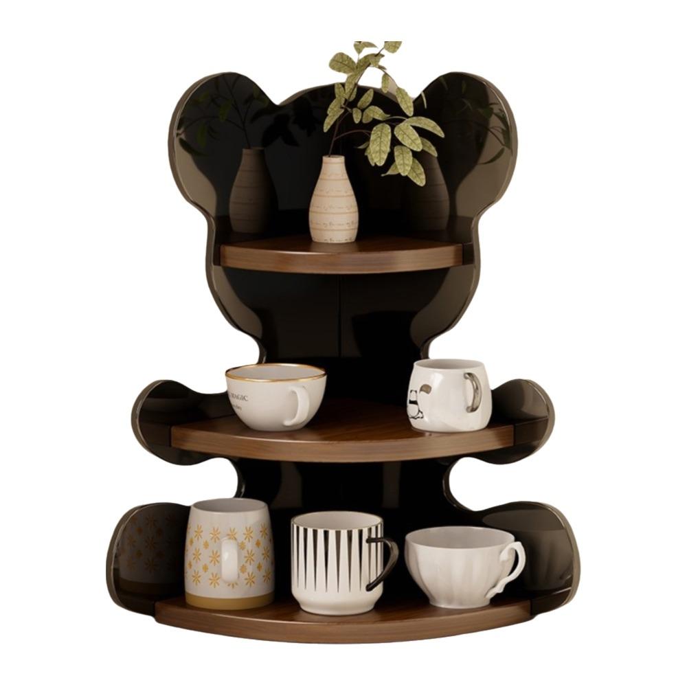 Wooden Table Corner Display Shelf Acrylic Cup Storage Rack Practical Mug Organizer  Office