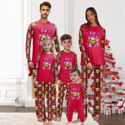 Christmas Prints Family Matching Long Sleeve Tops+Pants Set Family Matching Sets