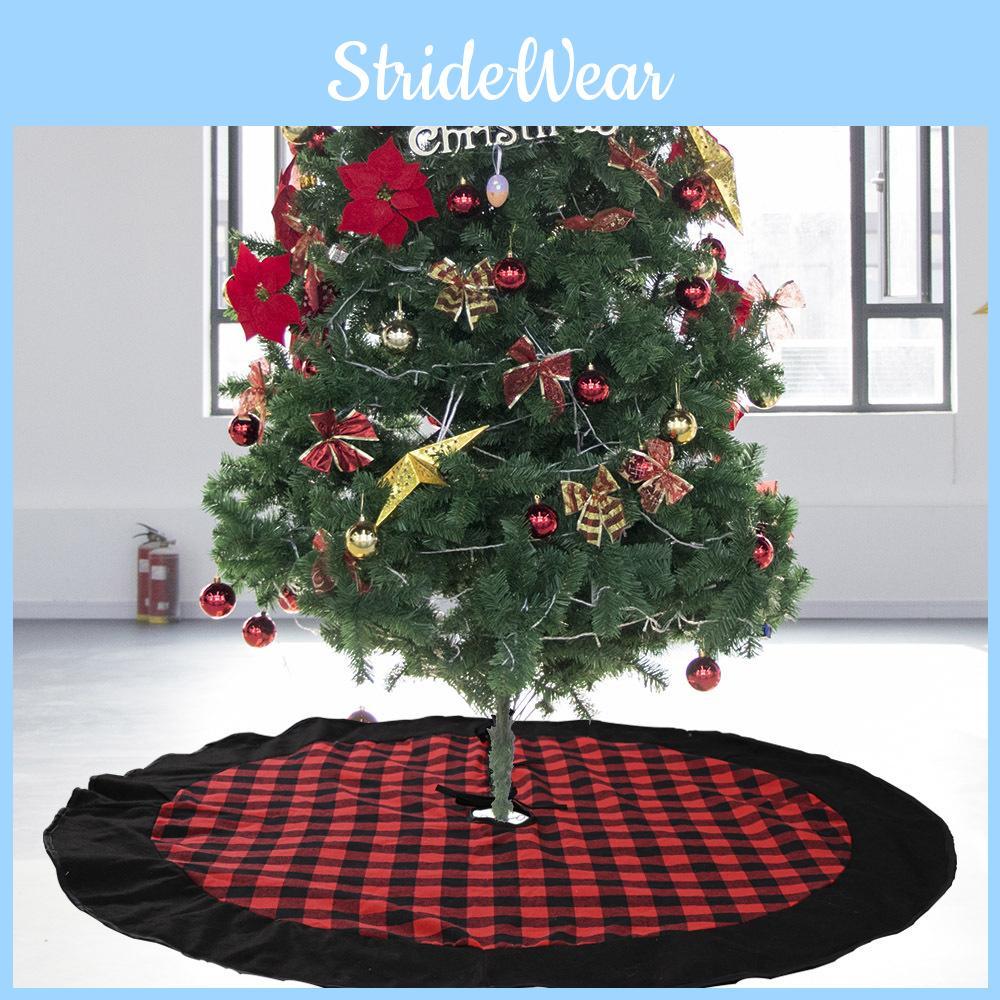 Premium Red And Black Buffalo Check Velvet Christmas Tree Skirt Ideal For Holiday Settings