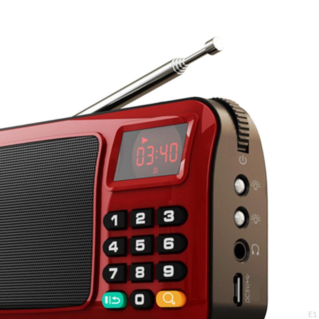 Radio MP3 Music Player with LED Display Rechargeable Headphone Function Emergency Flashlight