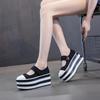 Fashion 8cm Genuine Leather New Women Shoes Platform Heel Platform Sneakers Wedge White Shoes Fashion Women Leather Shoes Canvas  Casual