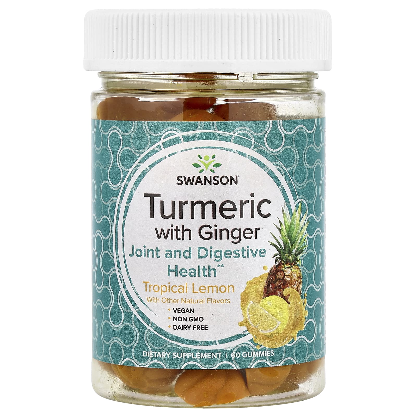 

Swanson, Turmeric, Ginger, Tropical Lemon Gummies, 60 Gummies