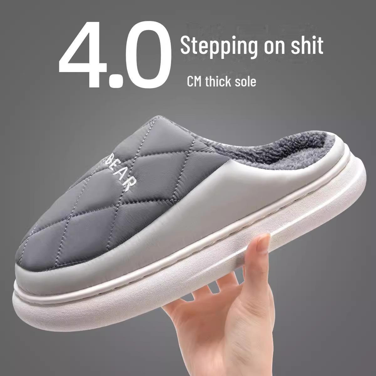 

Водонепроникні нековзкі бавовняні зимові тапочки для пар - тепле домашнє взуття для жінок 40-41 сірий