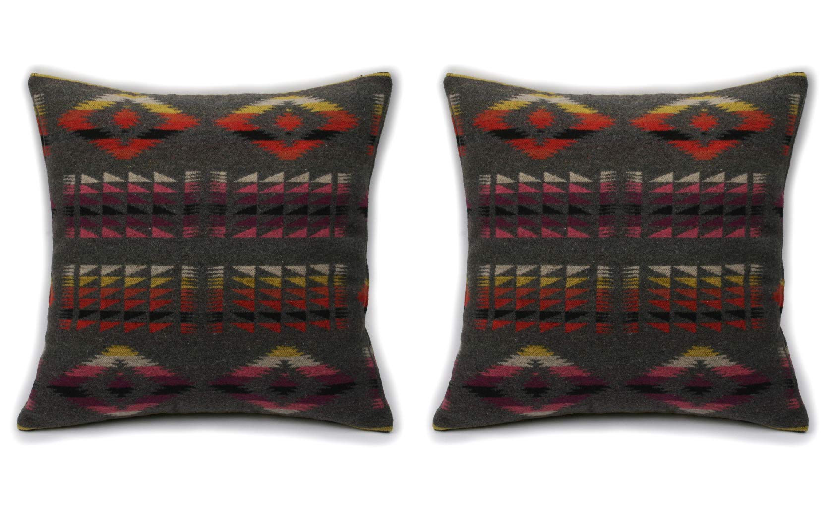 Ethnic Native Pattern Wool Blend Cushion Cover Pillow Set of A x Ruth&Boaz Case, 2, T-Grey (45cm 45cm)
