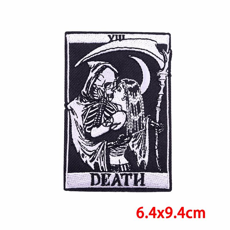 Punk Tarotkarte Stickaufnäher - DIY Jeansjacke Totenkopf Design