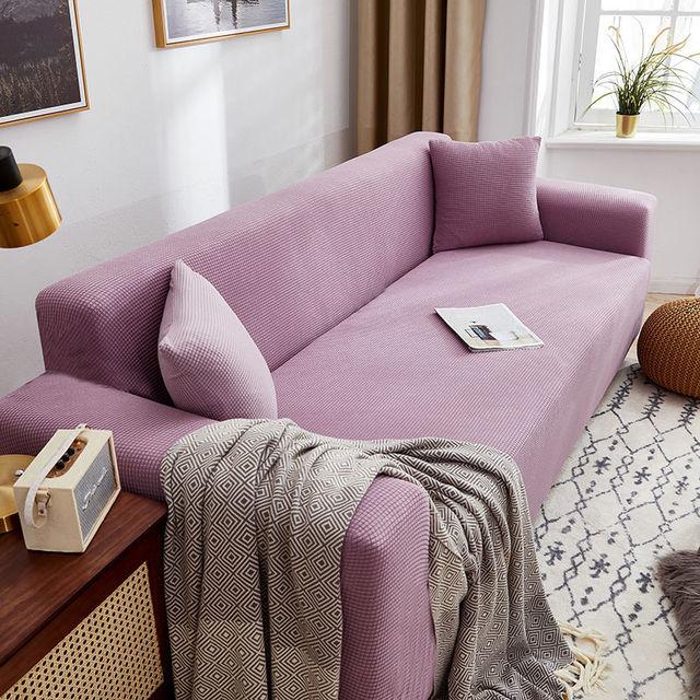 Sofa Cover Fully Wrapped Solid Color Elastic Sofa Cushion Thick Corn Fleece Four Seasons Universal Living Room Corner Cushion for Home
