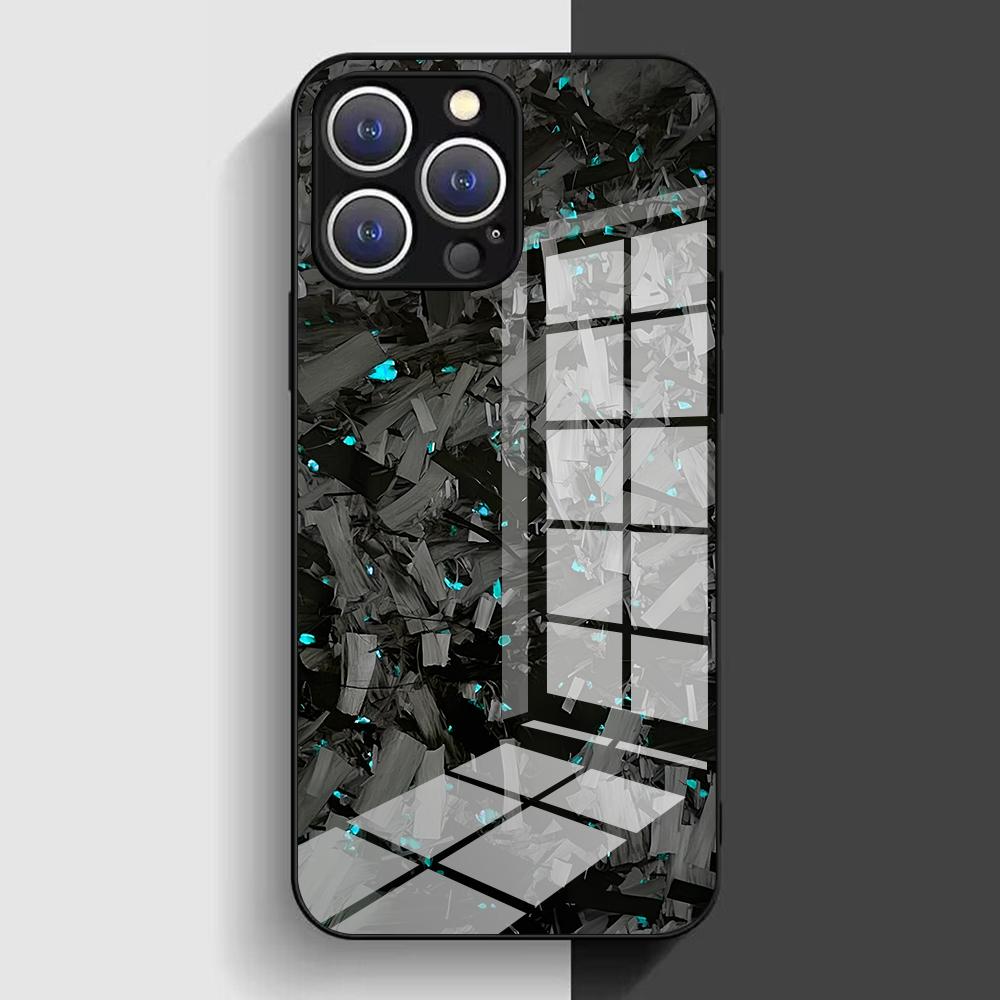 Echte geschmiedete Kohlefaser-Handyhülle für iPhone 16 15 14 13 12 Mini 11 Pro XS Max XR X SE 8 7 Plus Glas Weicher Rahmen Rückseite