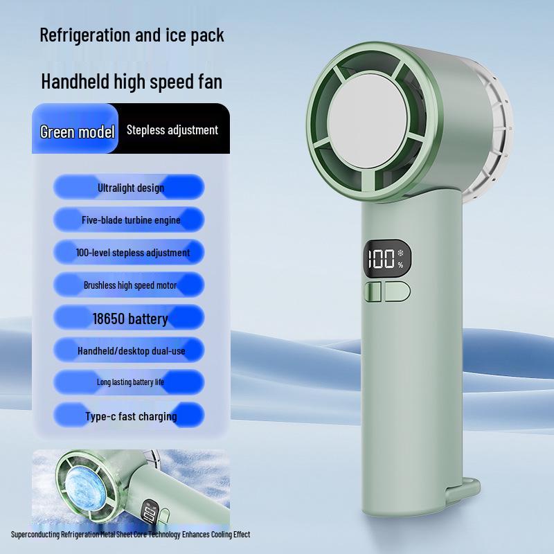 Portable High-Speed Handheld Fan with 120 Adjustable Speeds, USB Charging, and Hanging Buckle for Outdoor Use