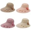 Sun Protection Wide Brim Cotton Straw Hat For Summer Beach Casual Women
