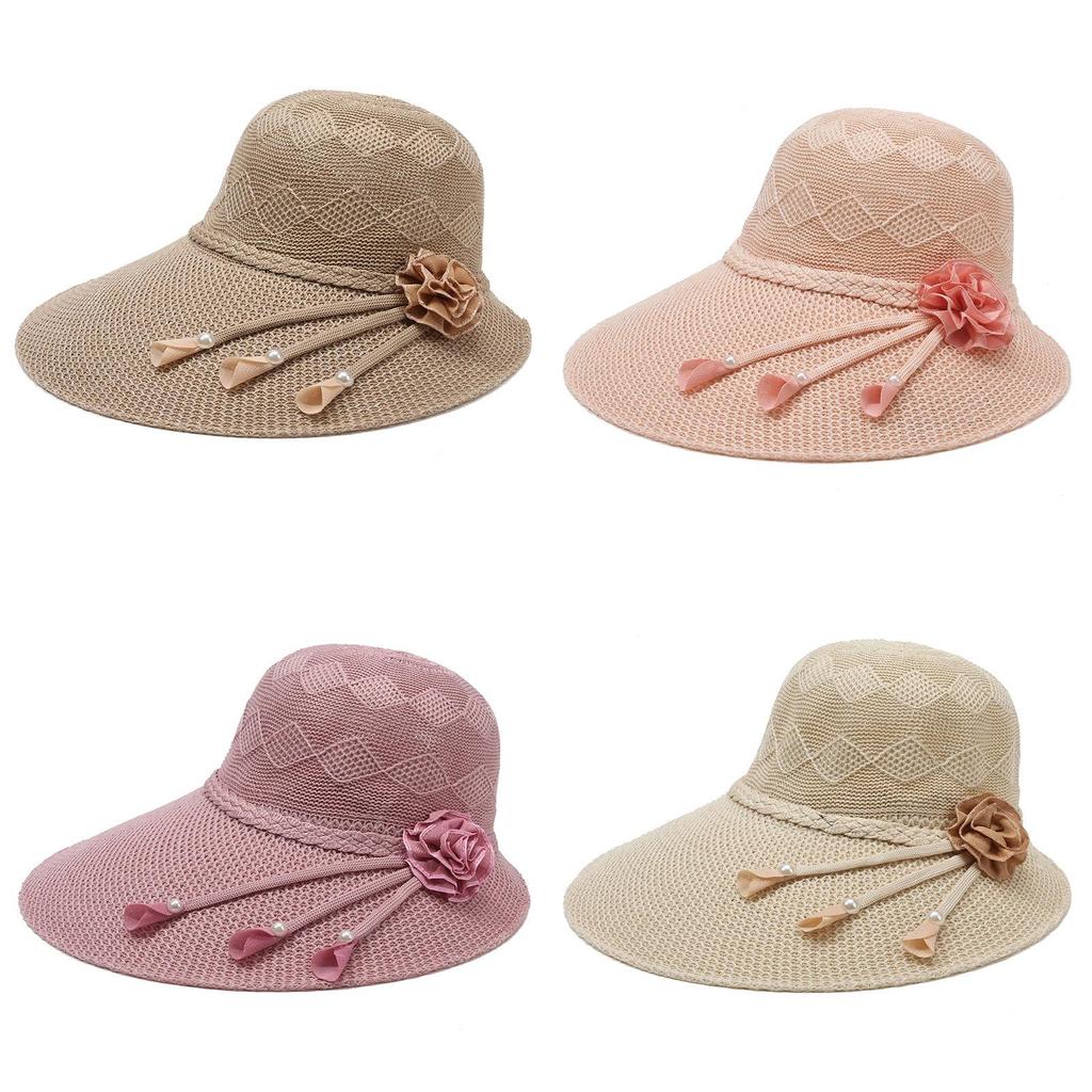 Sun Protection Wide Brim Cotton Straw Hat For Summer Beach Casual Women