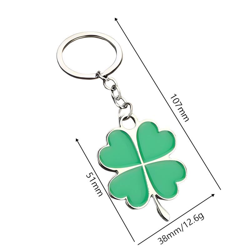 Alloy Metal Four-Leaf Clover Keychain Pendant - Auspicious Lucky Charm Gift Ornament