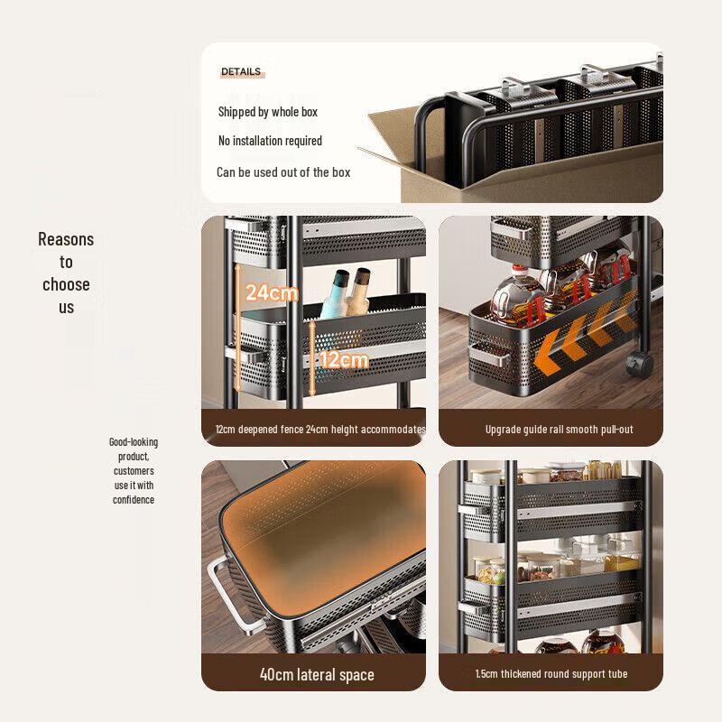 Smal köksvagn med flera utdragbara nivåer