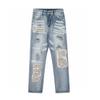 M40 Amiri Men's and Women's American Style Trendy Jeans with Fabric Patches, Holes, Embroidery, Casual and Fashionable High Street Pants