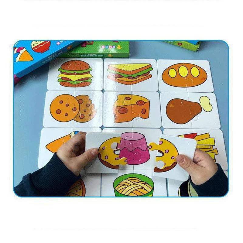 Baby Puzzle Mänguasjad lastele Loomad Puuviljaauto graafikukaartide sobitamise mängud Montessori mänguasjad lastele 1 2 3 aastased poisid, tüdrukud
