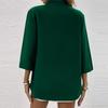 Women's Fashion Solid Color Three-quarter Sleeve Stand Collar Casual Pullover Shirt