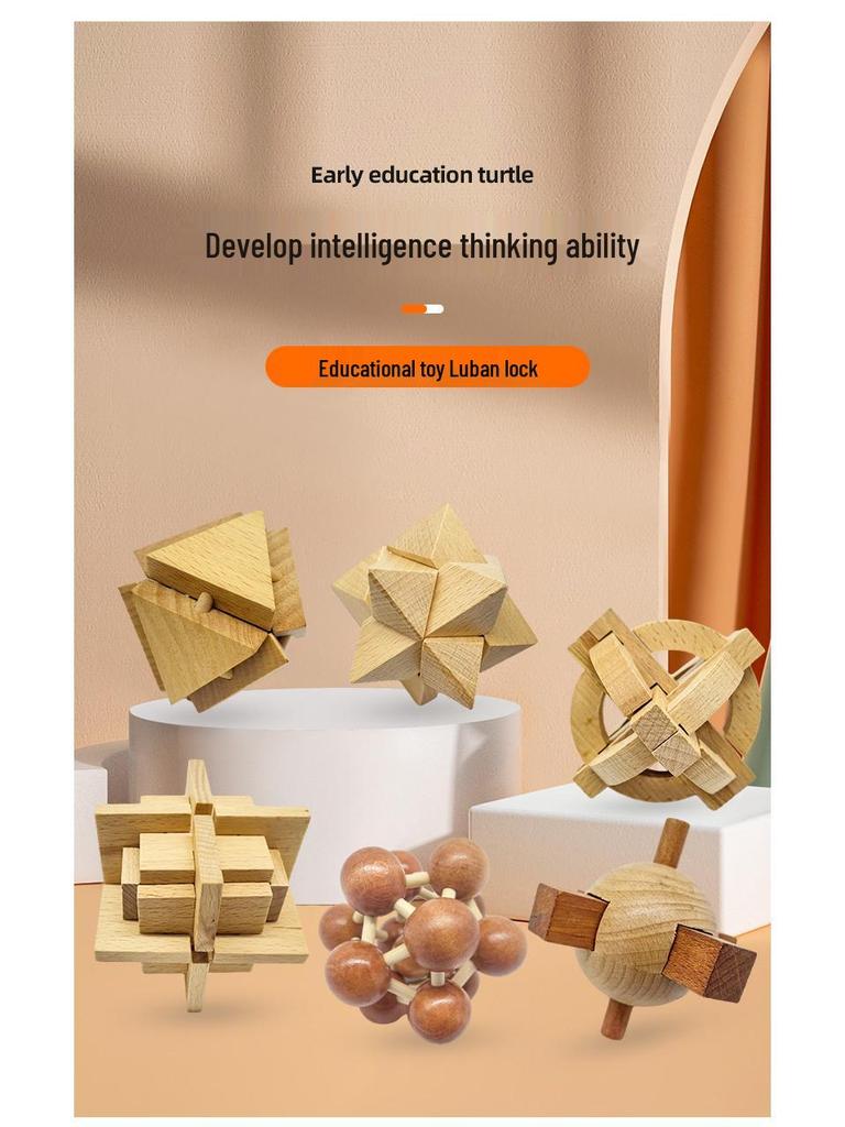 Kongming & Luban Interlocking Puzzle Set: Educational Toys for 7+ Year Olds, Enhancing Intelligence and Relaxation with Nine Building Blocks.