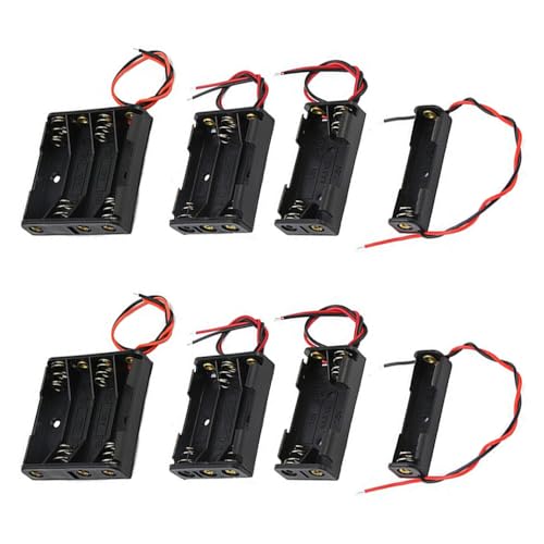 

Samcos 8-Piece Set for AAA Batteries 1.5V Battery Box Battery Case with Leads Battery Case Battery Box Battery Holder 1, 2, 3, 4