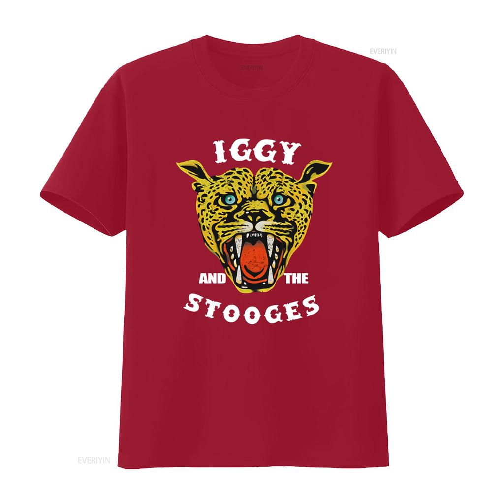 Iggy And The Stooges Cheetah Print T Shirt FKQ7 Vintage Washed Versatile Homme Soft Casual Graphic Stretched Designer Clothes