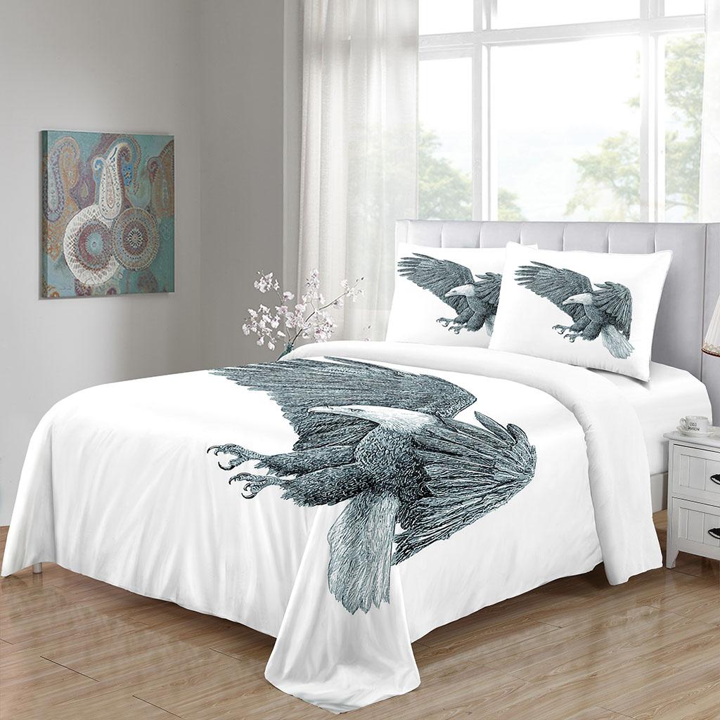 Bedding Set For Kids Teens Boys Girls Animal Eagle 3D Duvet Cover With Pillowcase Microfiber Single Twin Double Queen King Size