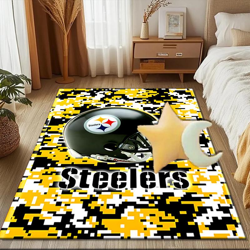 Pittsburgh Steelers Logo Art Rug Game Carpet, Floor Mat for Bedroom Living Room Entryway Rug, Home Decor Idea Gift for Christmas birthday