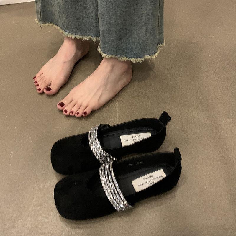 Mary Jane Women's Shoes 2025 New Small Leather Shoes Women's One-pedal Skirt Temperament Flat-soled Silver French Single Shoes