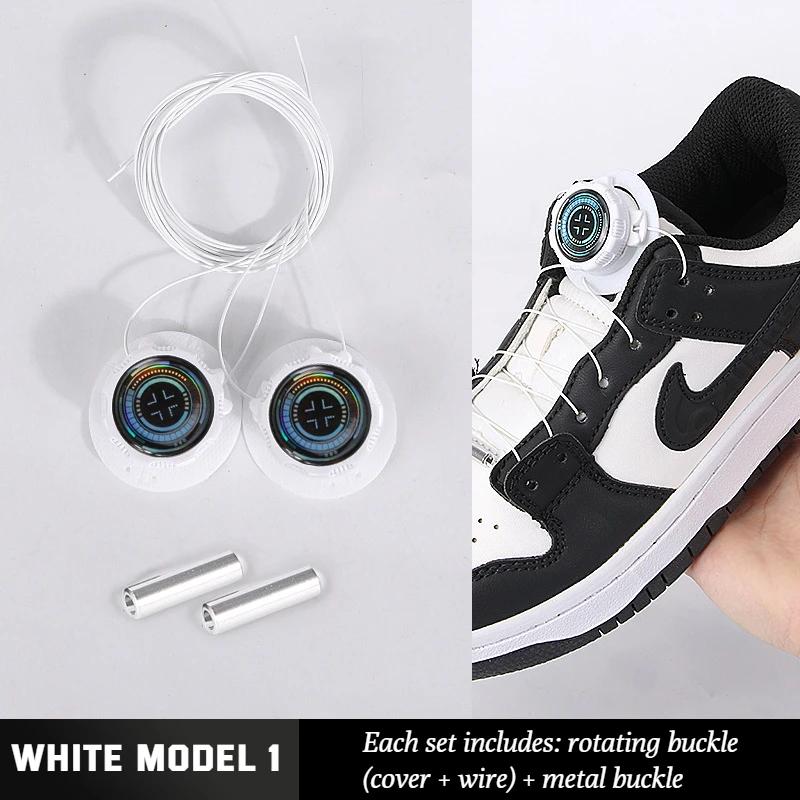 1Pair New Easy Fit Wire Swivel Buckle Elastic Laces Sneakers Automatic Shoelaces Without Ties Adults Kids Lazy No Tie Shoe Laces