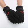 Men's Black Thickened Fleece-Lined Cycling Gloves with Touchscreen Capability for Autumn and Winter.