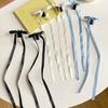 Bowknot Hairslide Barrettes Small Bow Hair Claw Long Silk Ribbon Hairs Clip Stylish Headwear Women Jewelry Decoration