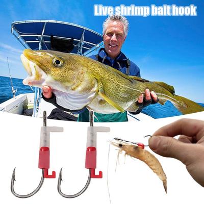 Yousheng 5/10Pcs Live Shrimp Fixing Hook Heavy Duty Steel Barbed Fishhook Freshwater Saltwater Catfish Bass Fishing Hook Fishing Accessories