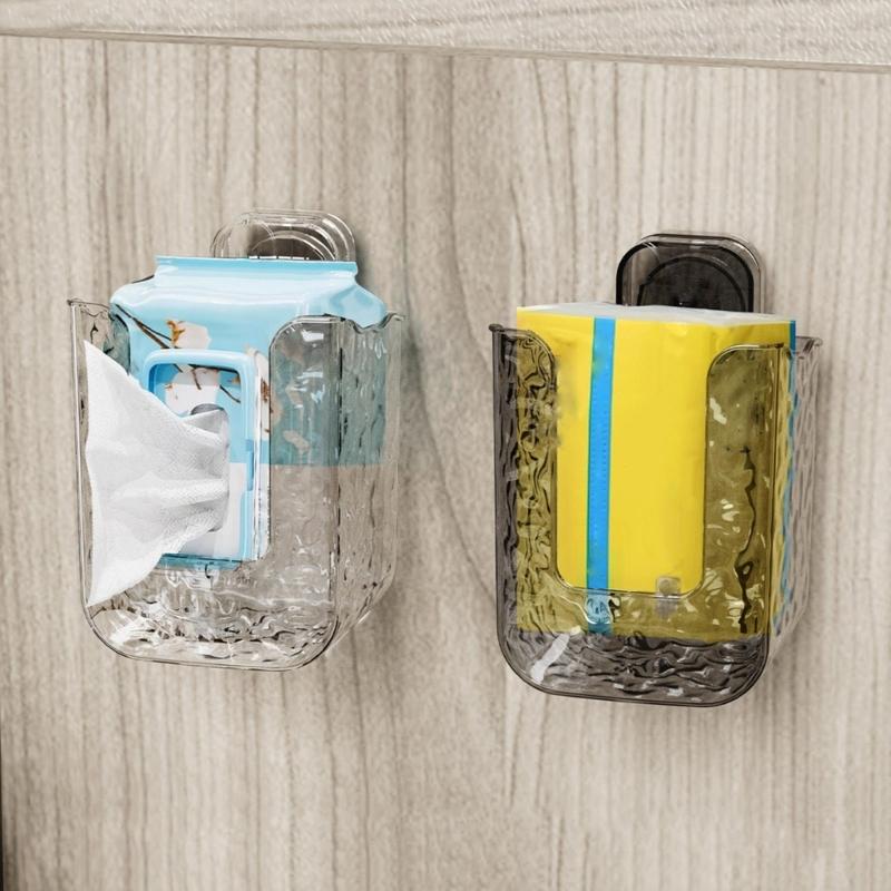 Wandmontierter Feuchttuchspender mit Saugnapf. Einfach zu installieren. Vielseitig einsetzbar. Aufbewahrungsbehälter in Küche und Bad.