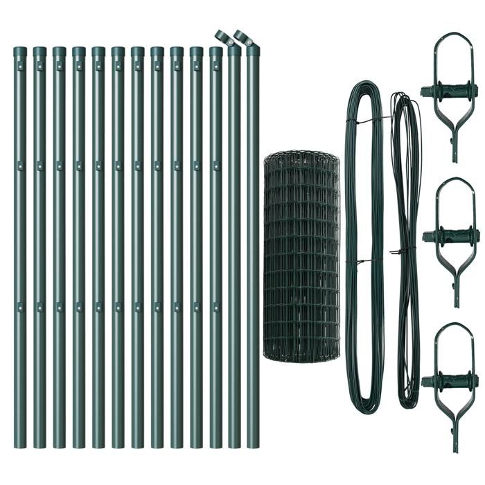 VidaXL Clôture Euro avec 13 poteaux 0,4x25 m en acier galvanisé vert 3350311