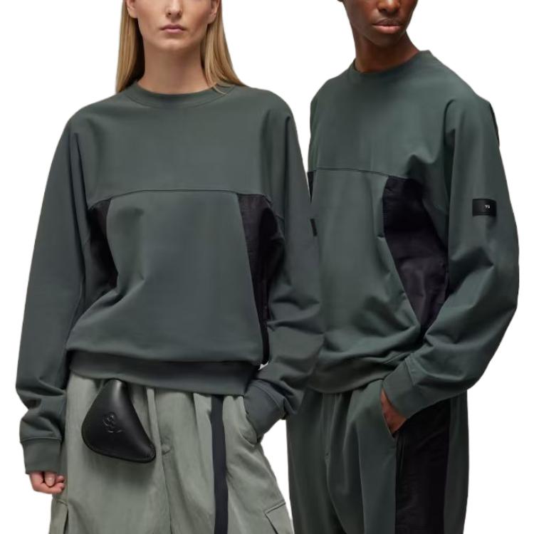 Y-3 Stretch Terry Crew Neck Sweatshirt Men Sweatshirt Green IP7670