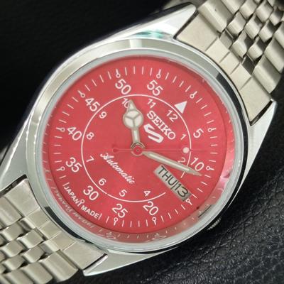 REFURBISHED SEIKO 5 AUTOMATIC 6309A JAPAN MENS VINTAGE RED DIAL WATCH A442289-1