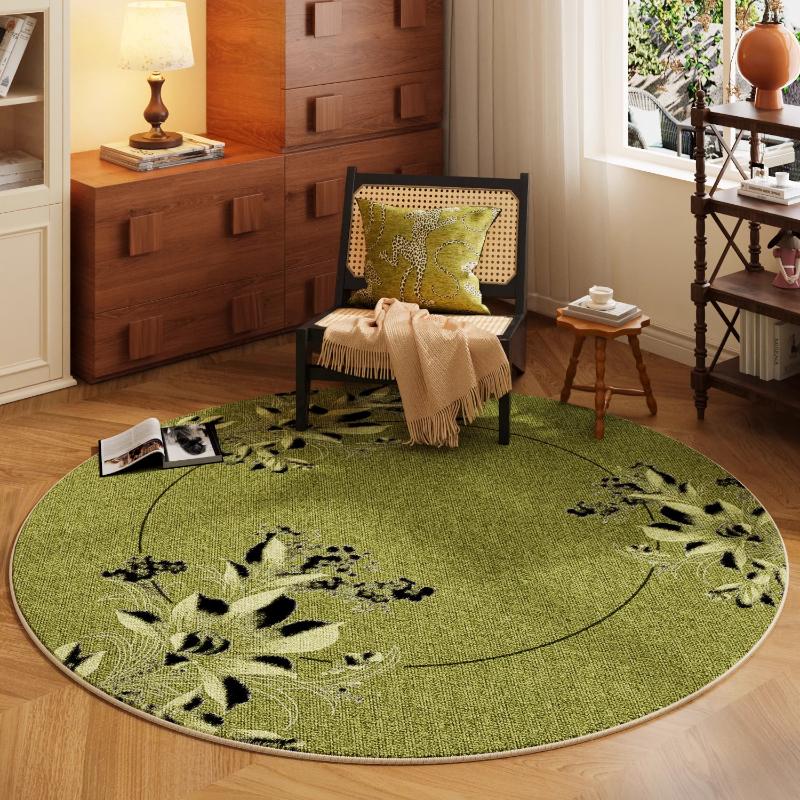 Nordic Style Bedroom Decor Green Carpet Round Carpets for Living Room Washable Bedside Soft Floor Mat Anti-slip Cloakroom Rug