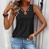Women's solid color v-neck casual hollow vest