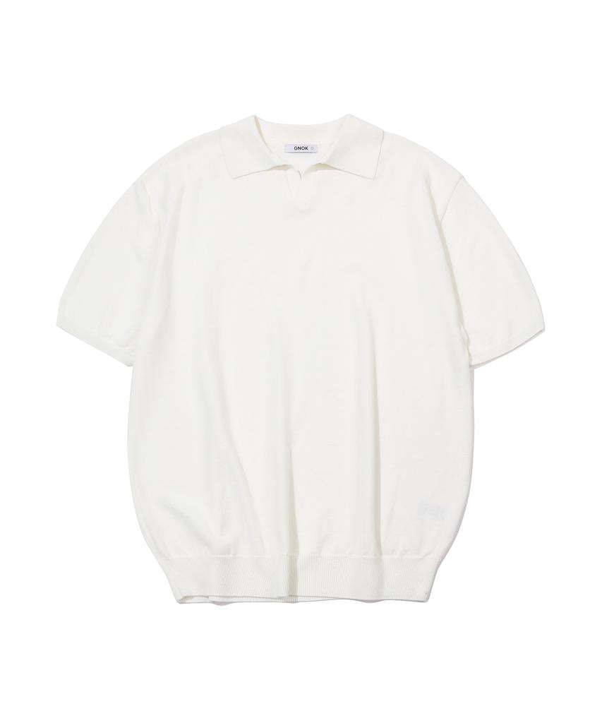GNOK Silk Collared Short Sleeve Knit [Ivory]