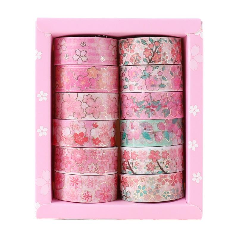12Pcs Sakura Washi Tape Scrapbooking Supplies Masking Tape Decorativa School Supplies Diary Decoration Washitape