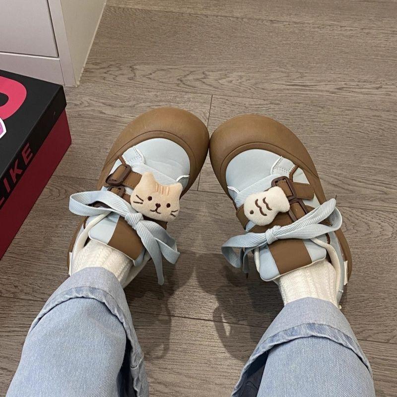 Dopamine Guochao niche original ugly cute KT small fish big head shoes women's new autumn platform puffs
